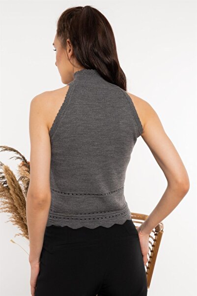 AQE FASHION Γυναικεία Half Fisherman Grey Μπλούζα