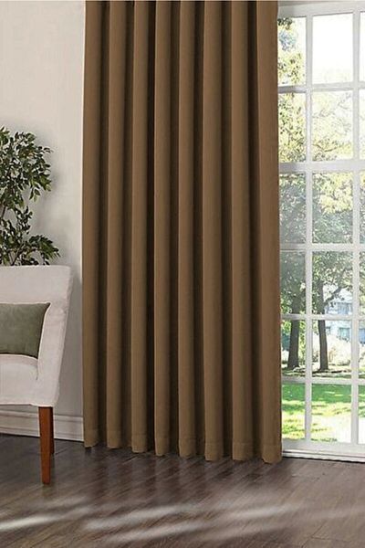 Brillant Blackout Blackout Sunshade Curtain Camel Color Without Pleat (flat Planting)