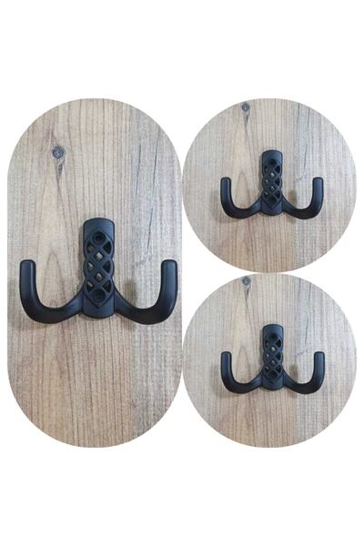 ARON (3 ADET) Kristal Mat Siyah Askılık (KÜÇÜK) Portmanto Vestiyer Elbise Kapı Dolap Askılığı