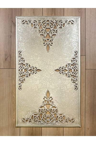 Creativehome Sena Gold Deri, Kaymaz Taban, Yıkanabilir, Dekoratif Lüks Halı