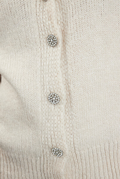 Trendyol Collection Strickjacke mit Juwelenstruktur und Steinknöpfen – TWOAW21HI0034