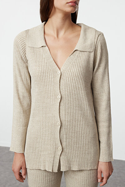 Trendyol Collection Basic Polo Collar Stone kötöttáru szett - TWOAW23AU00007