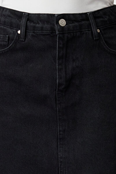 Trendyol Collection Udržitelnější černá mini džínová sukně s vysokým pasem TWOSS24ET00063