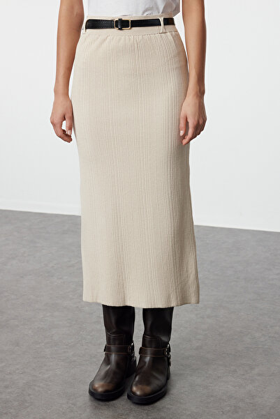 Trendyol Collection Przędza Stone Premium Special - Spódnica dzianinowa Twoaw25Et00006