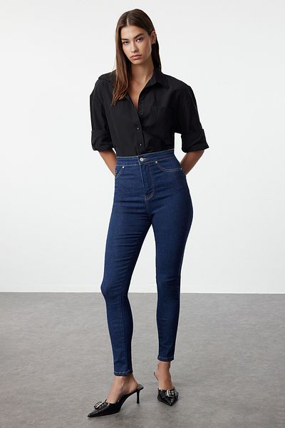 Trendyol Collection Sötétkék magas derekú Skinny Jeans TWOSS24JE00318