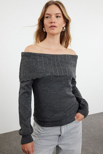 Trendyol Collection Soft Textured Anthracite Sweater - TWOAW25KZ00136