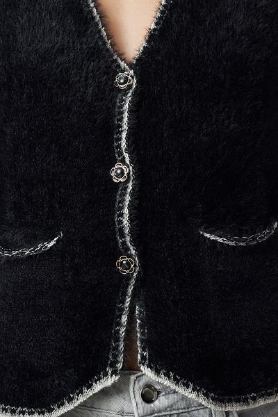 Trendyol Collection Furry Slim Fit Black Vest - TWOAW25YE00010