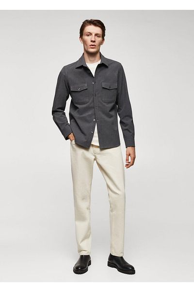 MANGO Man Cotton shirt jacket with pockets on the chest
