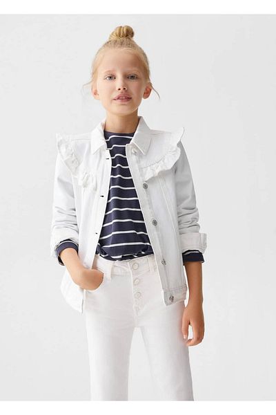 MANGO Kids Τζιν παντελόνι με φουσκωτό - σχέδιο με κουμπιά