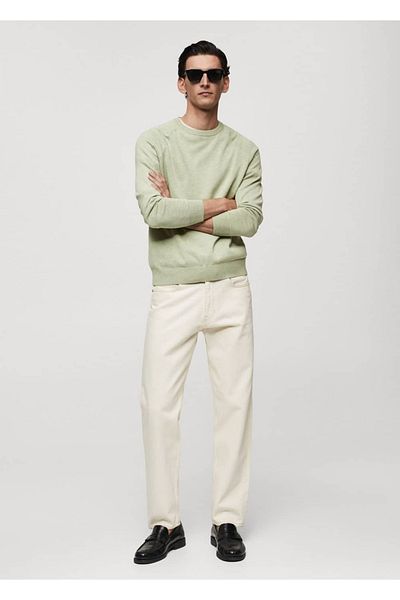 MANGO Man Pulover tricot subțire din bumbac