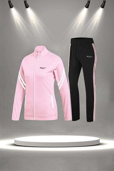 POSEIDON STORM Plus Size Women's Powder New Supra Combed Fabric Special Design Tracksuit Set (4Xl-10Xl)