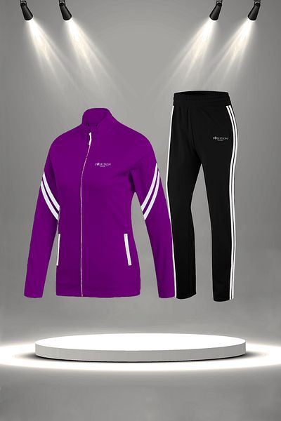 POSEIDON STORM Purple Supra Combed Cotton Fabric - Zip-Up Hoodie Set, Plus Size (4Xl-10Xl)