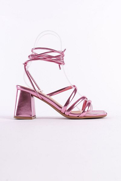 Gate Removable Drawstring Sandals or Slippers Use Genuine Leather Women's Sandals - Metallic Pink
