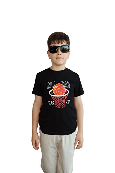 Bluence Tricou negru din bumbac pentru băieți Garson Kid