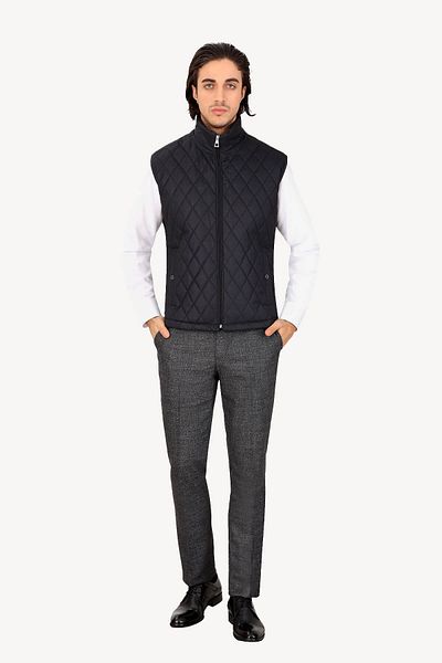 Ysf Men's Black Quilted Classic Vest