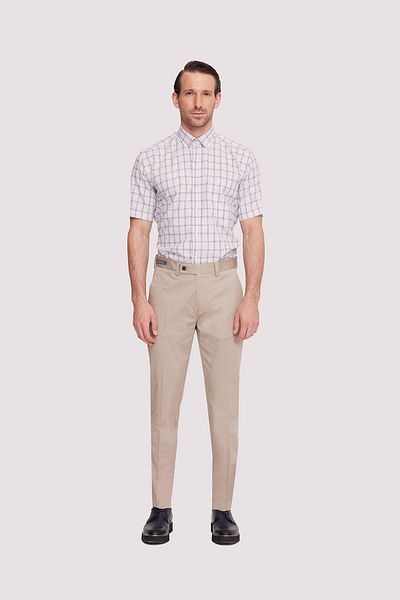Ysf Men's Beige Canvas Sports Regular Fit Trousers
