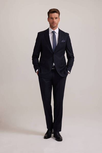 Ysf Erkek Lacivert Çift Yırtmaç Regular Fit Takım Elbise