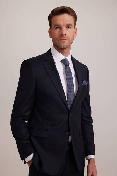 Ysf Erkek Lacivert Çift Yırtmaç Regular Fit Takım Elbise