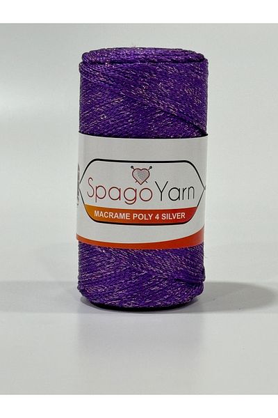 BALIM ÖRGÜ EVİ Spago Poly 4 - Ασημί Glitter Macrame Thread 4No 141