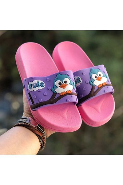 Pandalina Girl's Pool Beach Slippers Owl Figured Non-Slip Sole Light Slippers