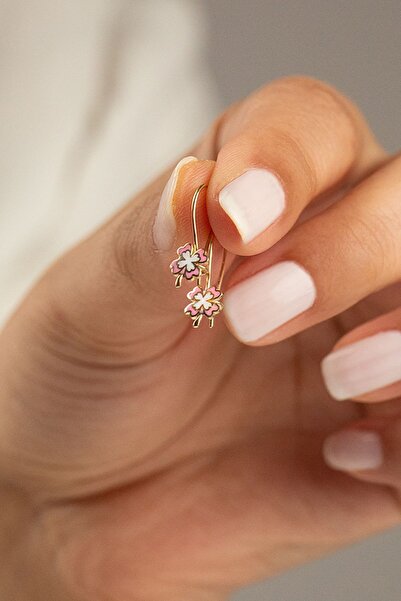 Çgk Çiğdem Gürel Kuyumculuk İki Renk Papatya Çocuk Küpesi