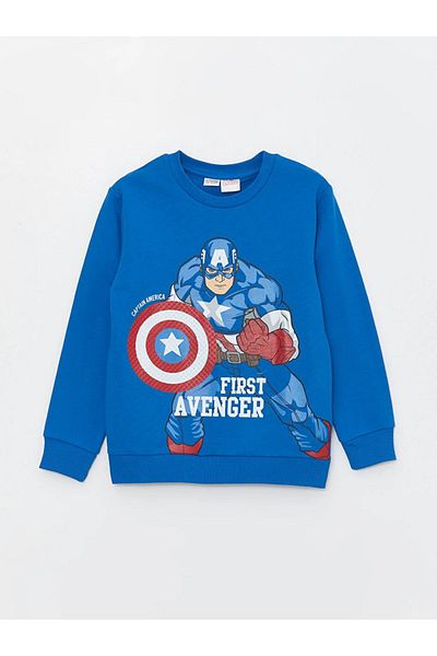 LC Waikiki LCW Kids Crew Neck Captain America Printed Boys' Sweatshirt and Sweatpants