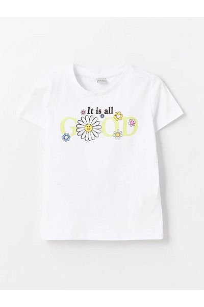 LC Waikiki LCW ECO - Crew Neck Printed T-Shirts and Shorts for Girls