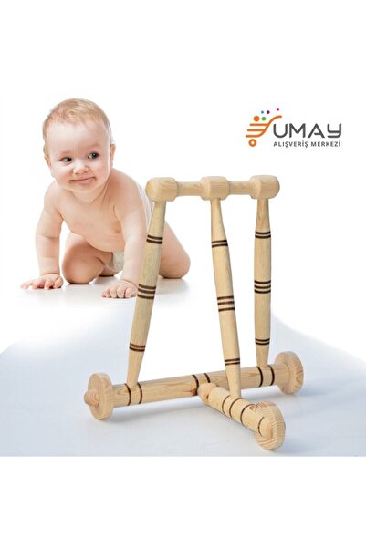 Genel Markalar Kahverengi Doğal Ahşap Yürüteç-ilk Adım Arabası - Çıkrık