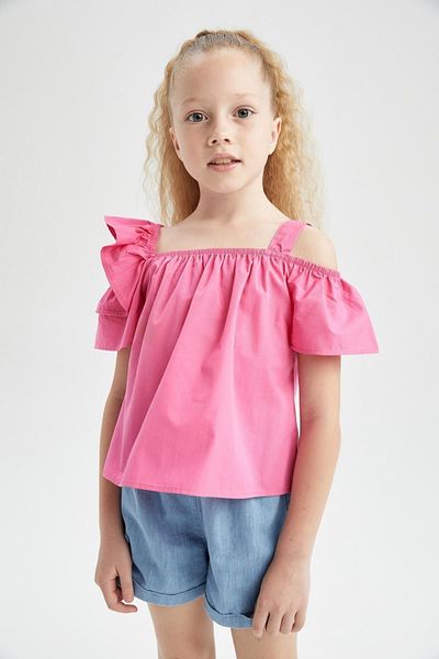 DeFacto Girl's Poplin Short Sleeve Blouse - X7624a622hs
