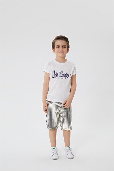 Lee Cooper Drawinglogo Unisex Kids Crew Neck T-Shirt White