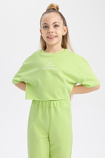 DeFacto Short Sleeve T-Shirt and Sweatpants for Girls - Set of 2 Z8983a623sm
