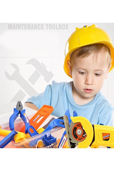 Sole Pilli, 20 Parça Oyuncak Tamir Seti - Darbeli Matkap,testere,çekiç, Pense Ve Fazlası...