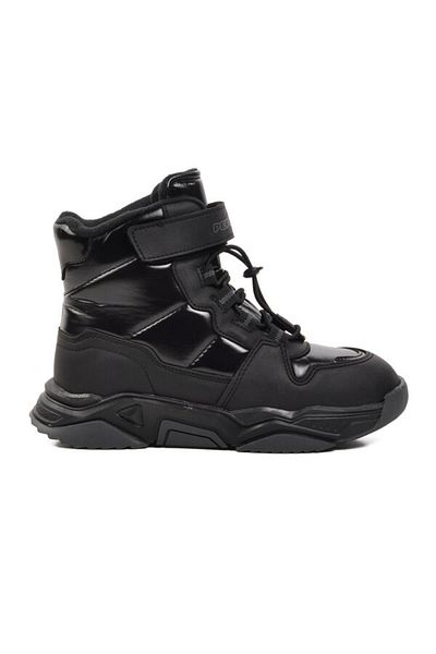 Aspor Pepino Shiny Black Girl's Snow Boots with Fleece Inside