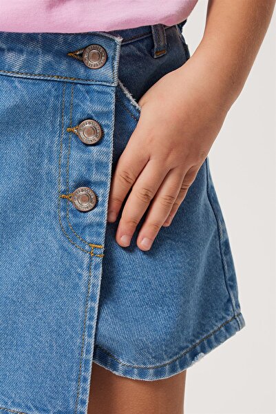 Lee Cooper تنورة شورت جينز للفتيات من تاو باللون الأزرق المتوسط