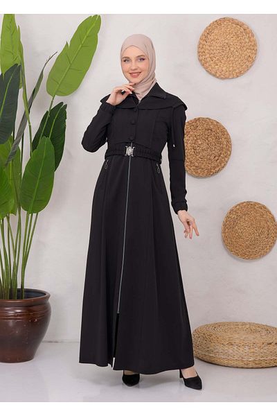 Modamix Hooded-buttoned Prada Hijab Coat 1220