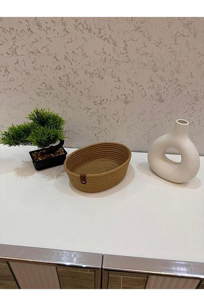 REYGON TEKSTİL wicker OVAL JUTE, HAND WOVEN BASKET BATHROOM AND KITCHEN ORGANIZER S7