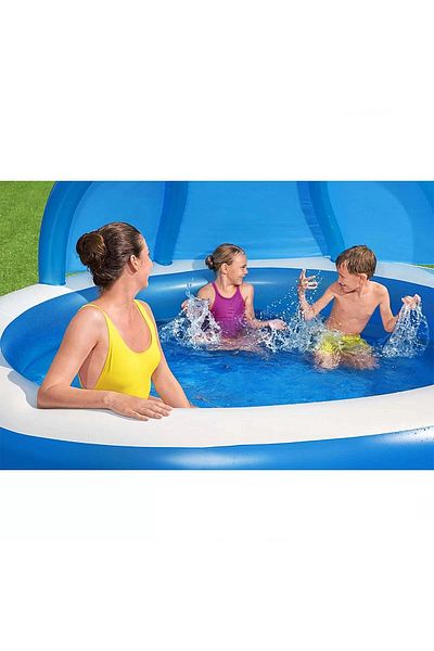 BYCEGU 2.41x2.41x1.40mb Large Size Family Pool - Seating with Seat and Backrest