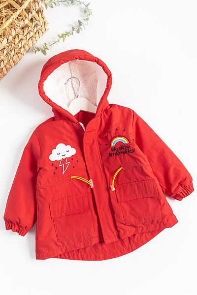Babymod Rainbow Embroidered Plush Lined Girl's Coat