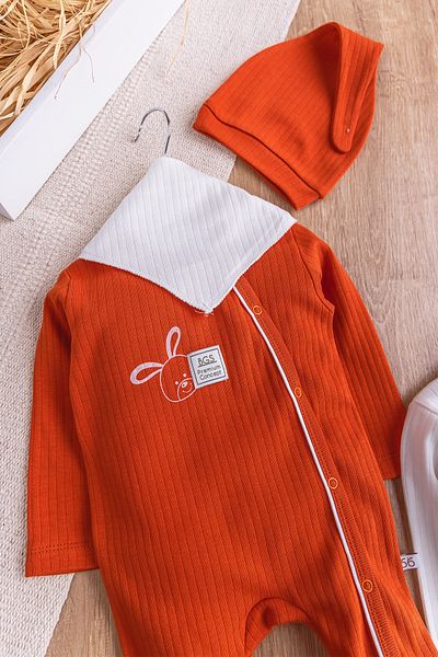 Babymod 2-Piece Long Sleeve Baby Girl/Boy Jumpsuit Set with Rabbit Figure