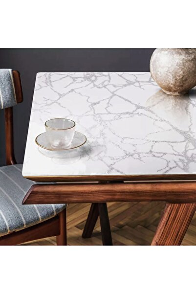 Blue Home Pvc 046 Marble Patterned 1.2 Mm Thick Table Cloth Stain Resistant Non-Slip Wipeable