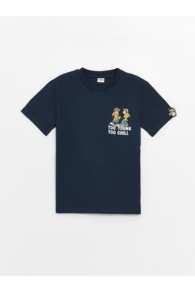 LC Waikiki LCW Kids - Тениска с кръгло деколте и щампа на маймуна за момче с къс ръкав