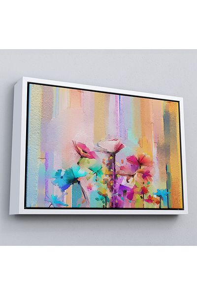 Harita Sepeti Framed Brush Impression Abstract Flower Oil Painting View Canvas Print-3613