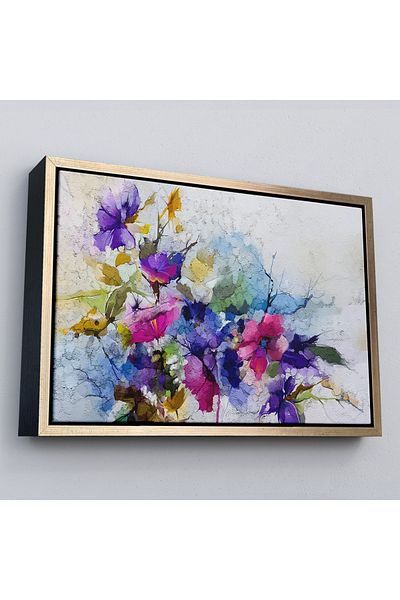Harita Sepeti Artă modernă cu flori abstracte cu cadru negru Pictură decorativă pe pânză