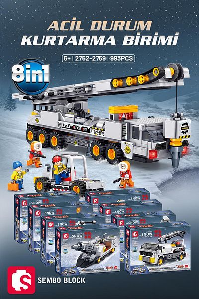 Sembo Block مجموعة إنقاذ الثلج المكونة من 993 قطعة متوافقة مع Lego - 8 في 1