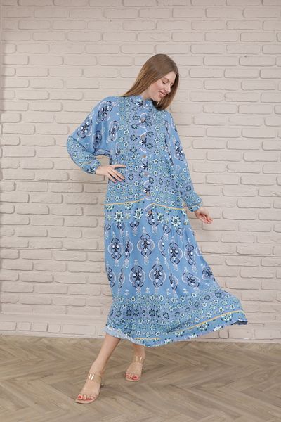 mervemoda Rochie de damă de mărime mare - cu nasturi în față și țesut