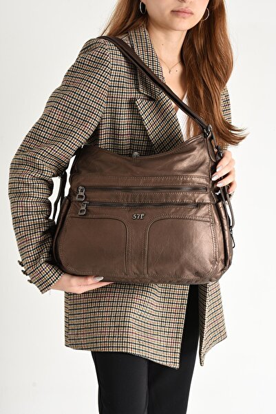 571 Collections Çanta Washed Leather Both Back and Shoulder Bag Bronze (Model: 571-9-10D)