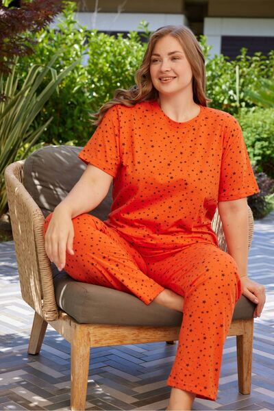 PİJAMOOD Battal Beden Kısa Kollu Pamuklu Pijama Takımı