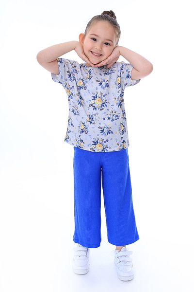ZUZUNGA Floral Patterned Short Sleeve Set for Girl