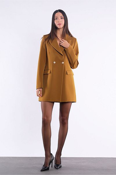 Yake Long Gold Buttoned Bronze Blazer Jacket