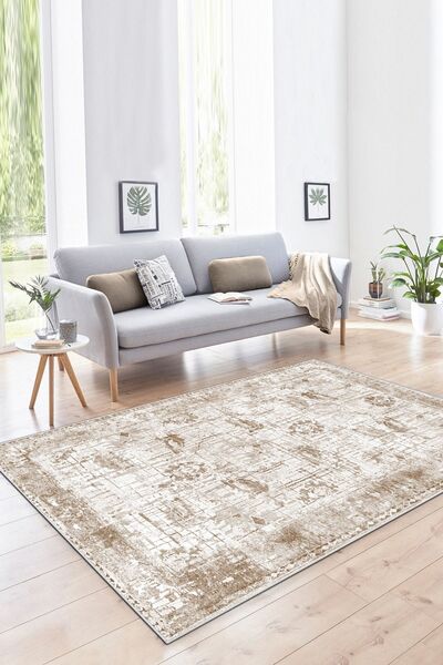 Halise Home Kaymaz Tabanlı Yıkanabilir Baskılı Halı Yolluk